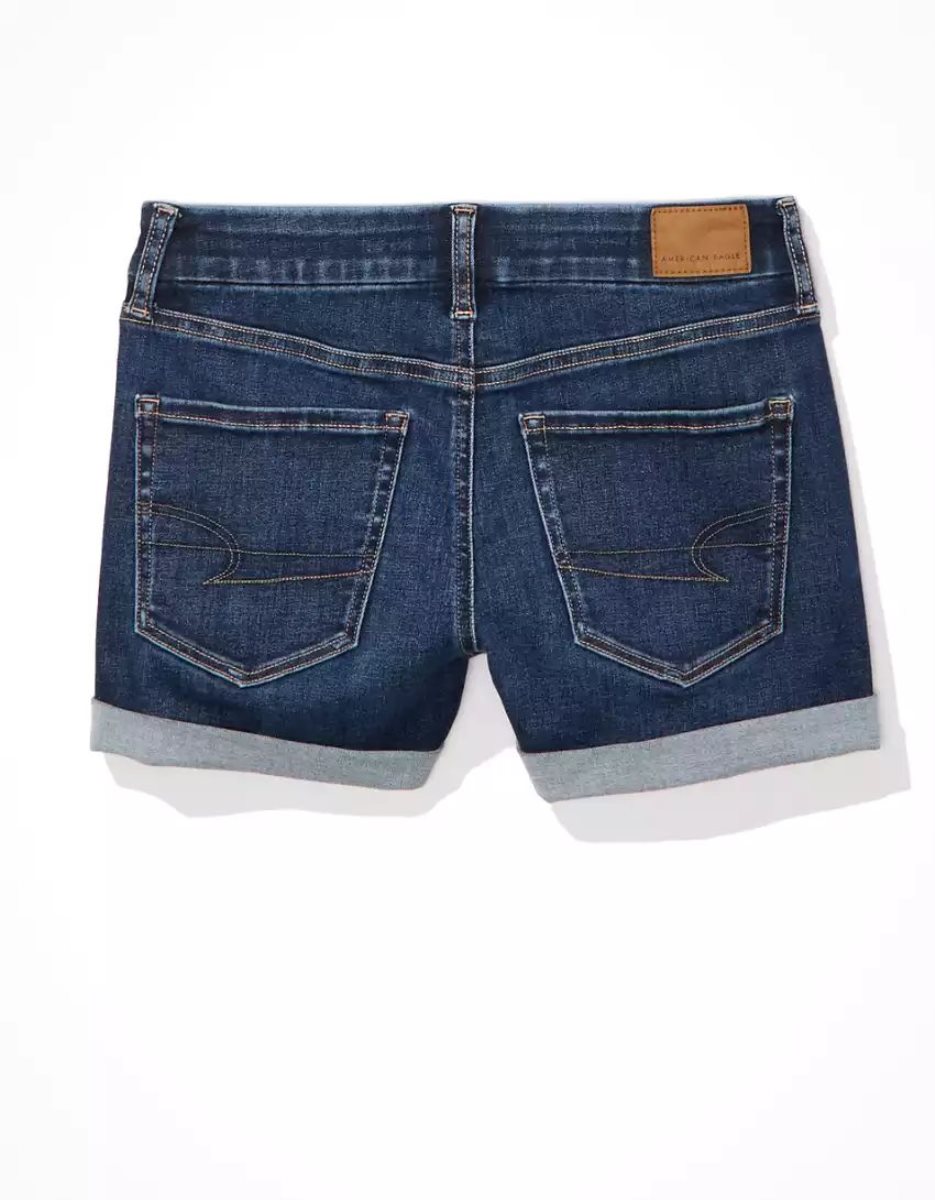 Shorts American Eagle AE Ne(x)t Level Curvy Denim Midi Indigo Foncé Femme | EFM-83798839